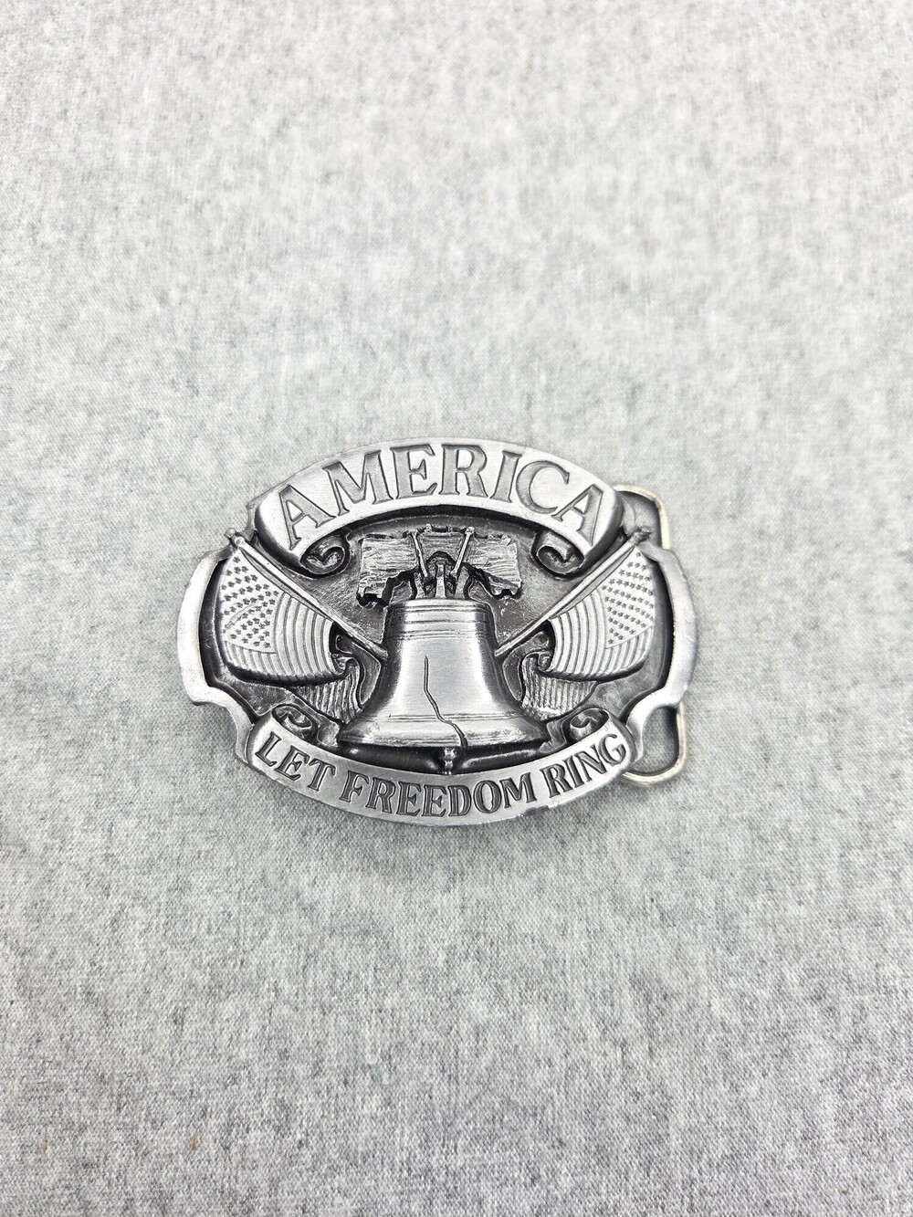 Vintage 1986 Siskiyou America Let Freedom Ring Belt Buckle Pewter Liberty